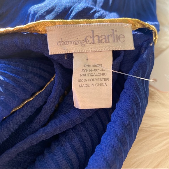 ‼️Charming Charlie blue scarf with gold edges - Picture 6 of 10